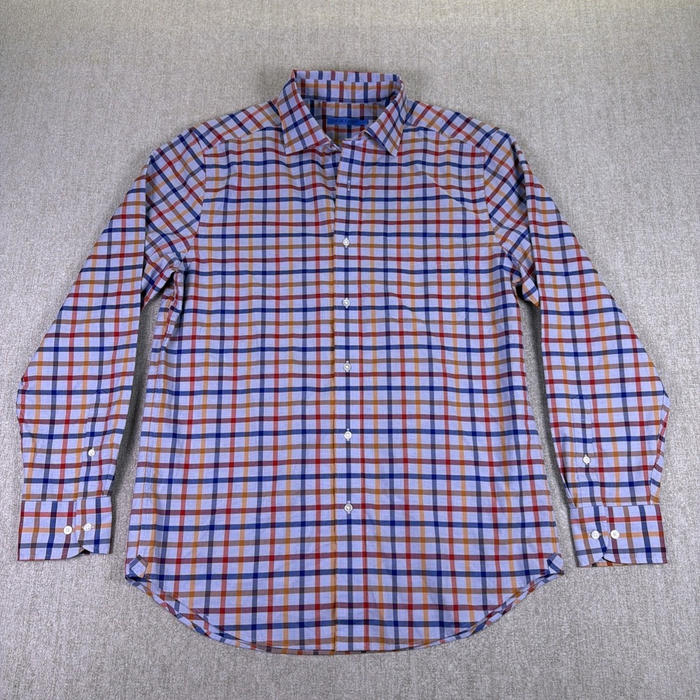 J McLaughlin Shirt Men Size M Long Sleeve Button Down 100% Cotton Checker